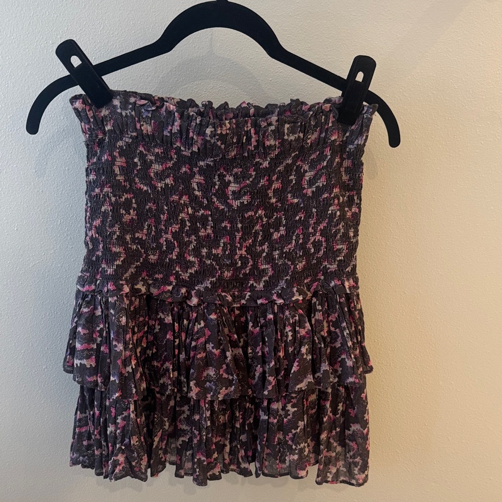 Isabel Marant Pink and Black Floral Mini Skirt
